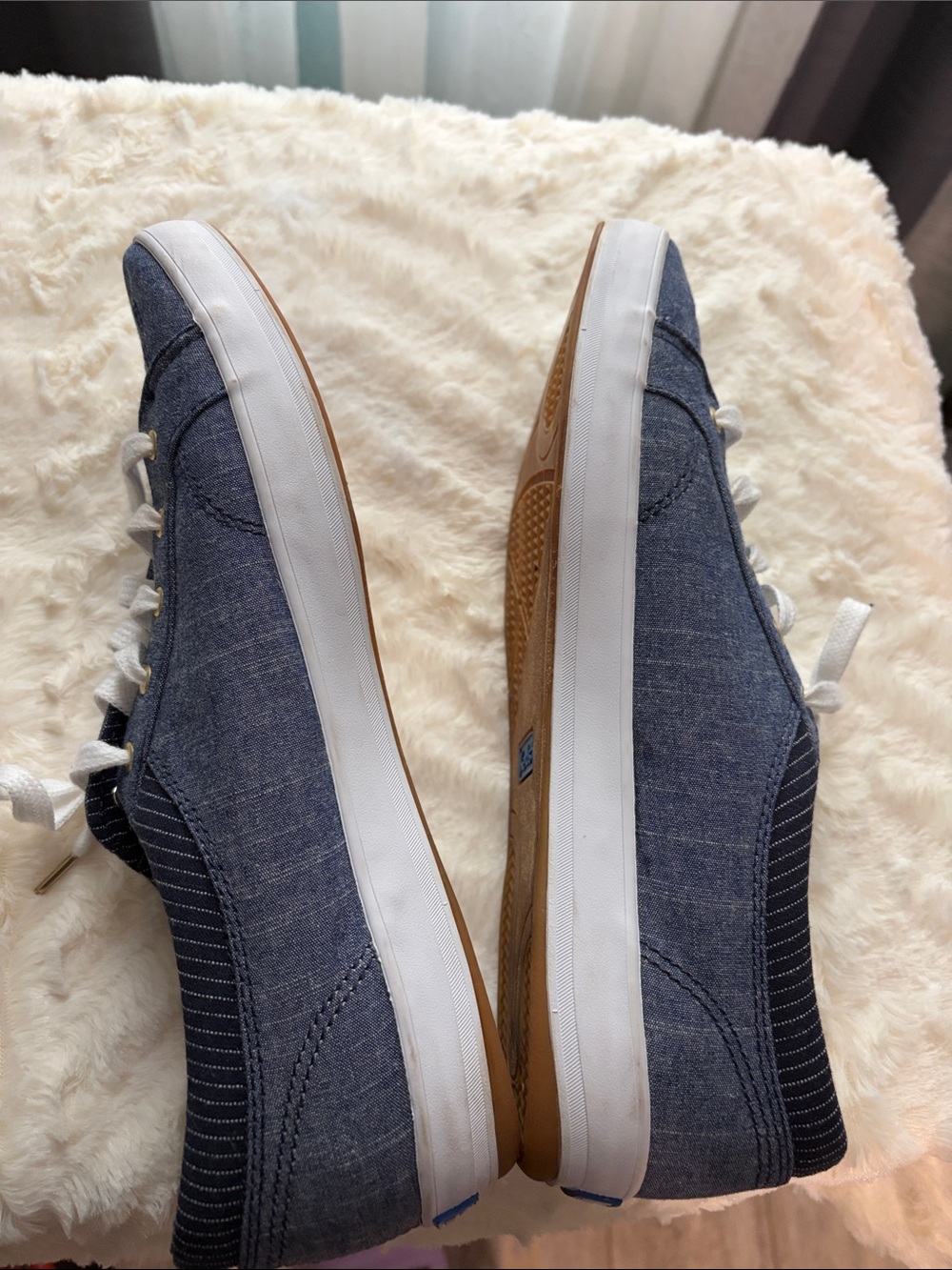 Keds Denim Low-Top Sneakers in Dark Blue with White Soles - Picture 7 of 7